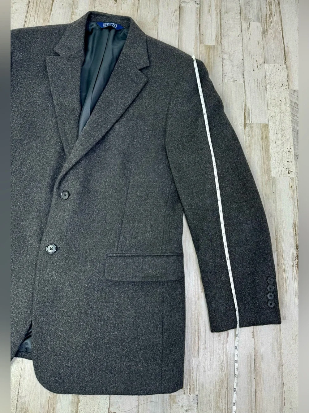 Stafford Mens Camel Hair Sport Coat Classic Fit Blazer Charcoal Gray Mens 44R